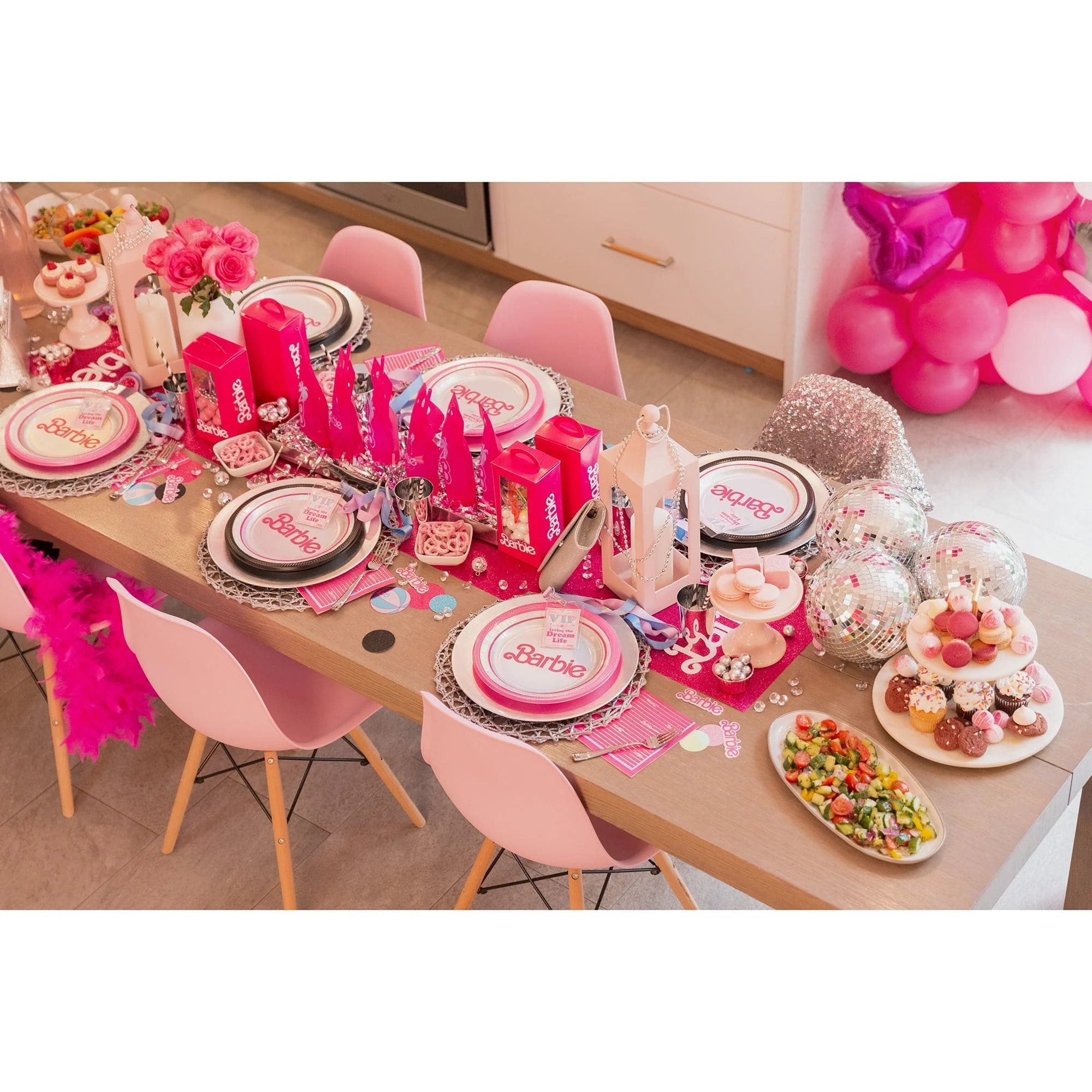 Chemin de table Barbie à paillettes roses
