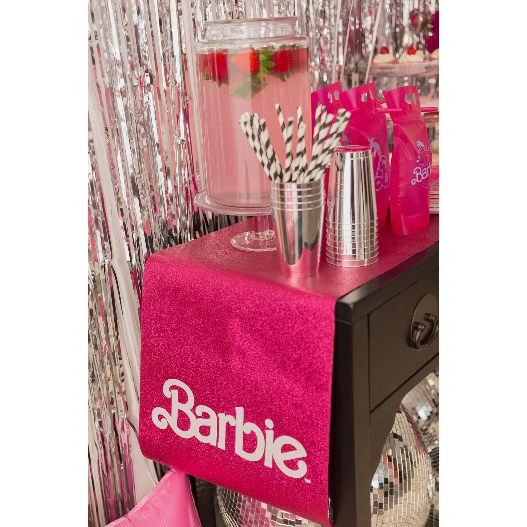 Chemin de table Barbie à paillettes roses
