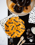 Bat Pattern Scalloped Square Plates - Large