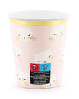 Tazas de gato rosa y blanco