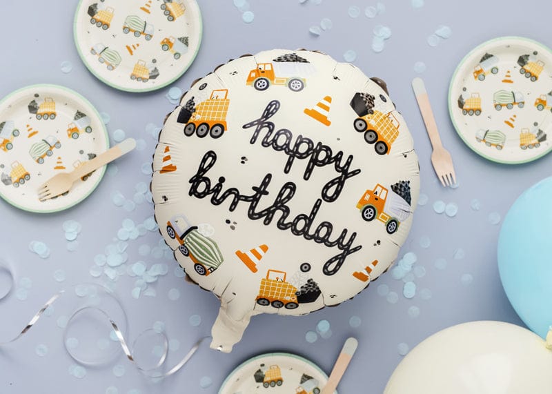 Construction Trucks Happy Birthday Balloon