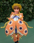 Floral ladybug balloon party decoration - coral orange insect themed foil balloon for spring birthday parties