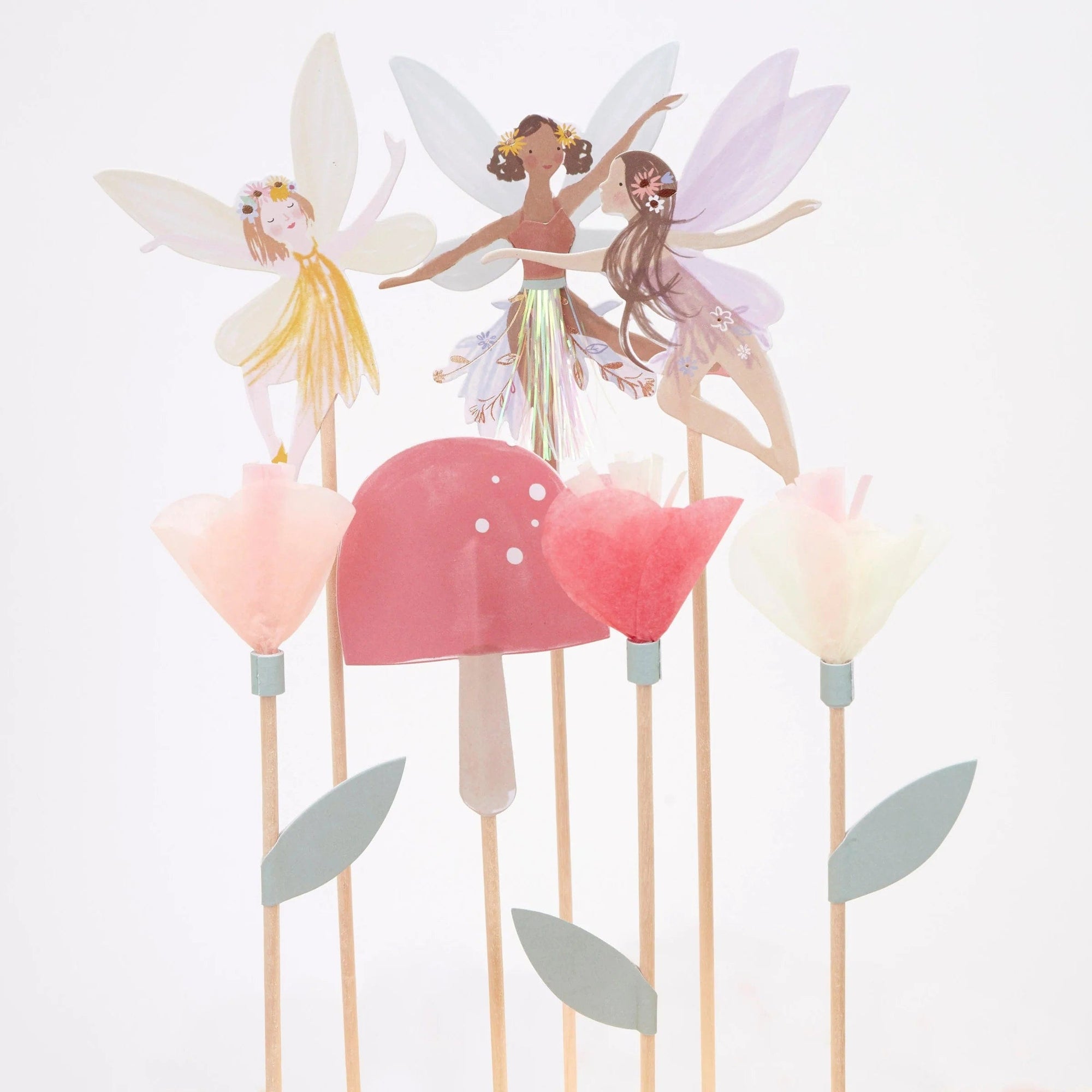 Adornos florales para tarta de hadas