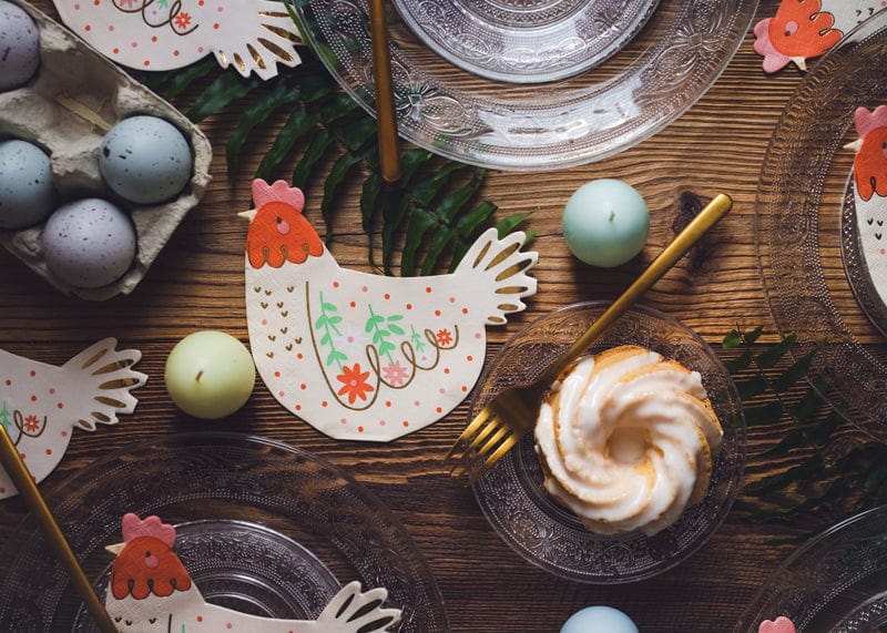 Serviettes en papier poule mouchetée
