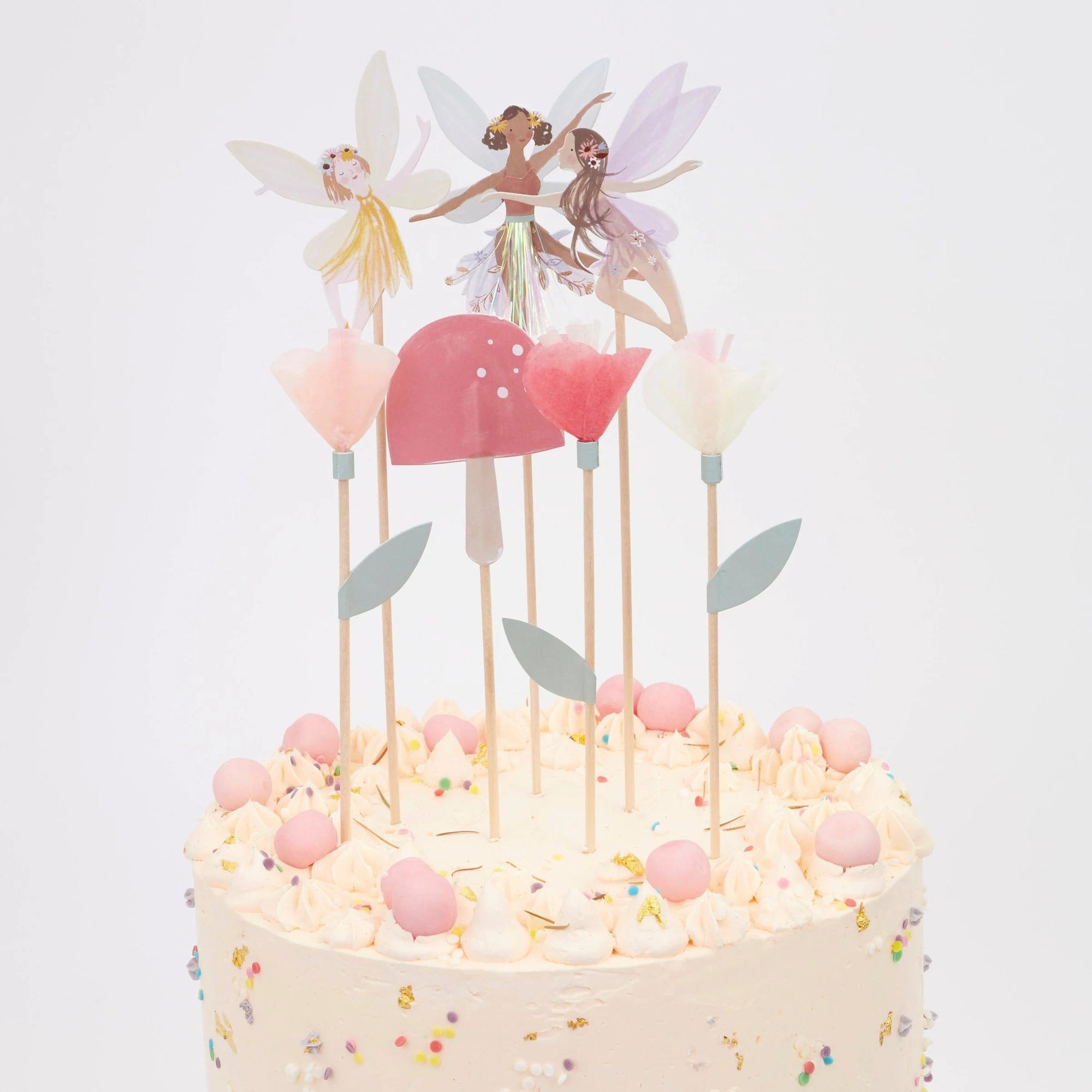 Adornos florales para tarta de hadas