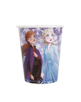 Frozen 2 ice princess party cups - winter wonderland birthday tableware with Elsa and Anna