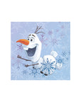 Frozen 2 lunch napkins with happy Olaf snowman character design - Disney kids birthday party tableware essentials