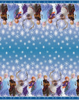 Frozen 2 rectangular table cover with Anna, Elsa, Kristoff, Sven and Olaf - Disney themed party tablecloth for kids birthdays