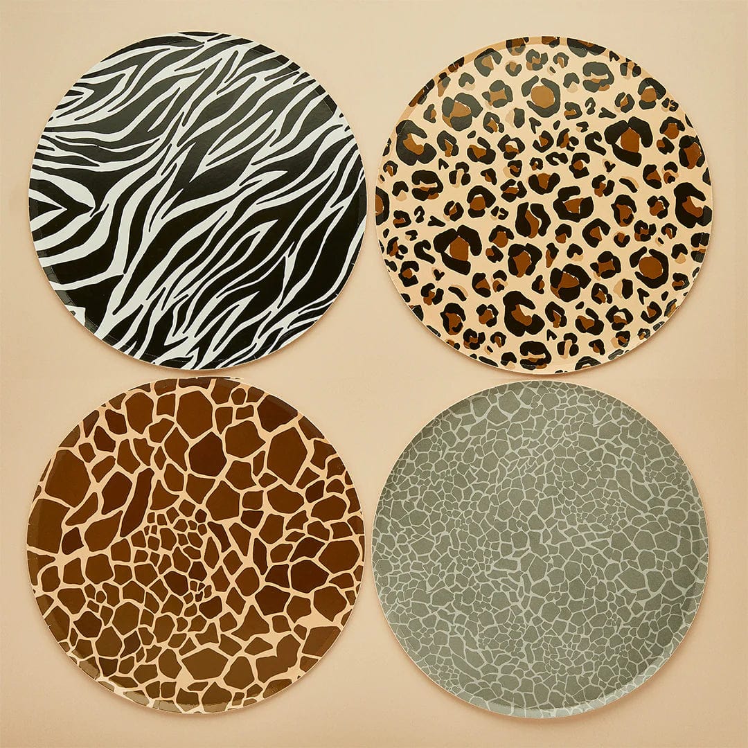 Assiettes circulaires à imprimé animal - Grandes