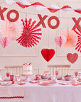 Servilletas de corazón de encaje rosa y rojo