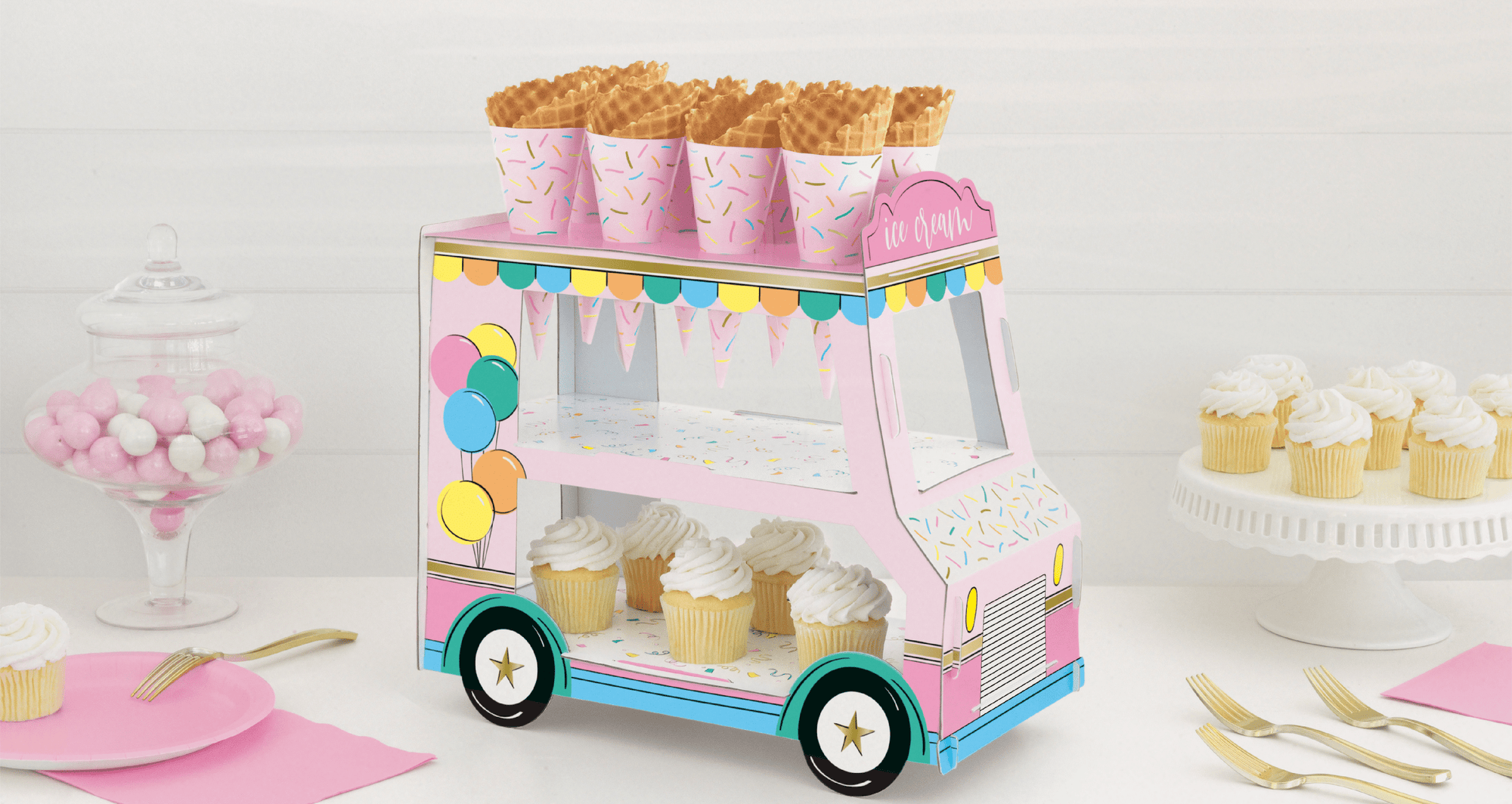 Stand de friandises et de bonbons pour camion de crème glacée