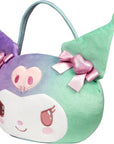 Plush toy Kuromi Easter basket with a face design on a white background