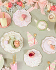 Laduree Paris floral garden party plates with macarons - Meri Meri vintage tea party tableware for birthdays