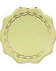 Meri Meri Laduree sage green party plate with gold botanical border - vintage tea party tableware
