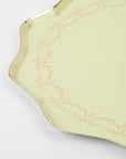 Sage green Laduree Paris party plate with gold foil trim - Meri Meri vintage scalloped tableware