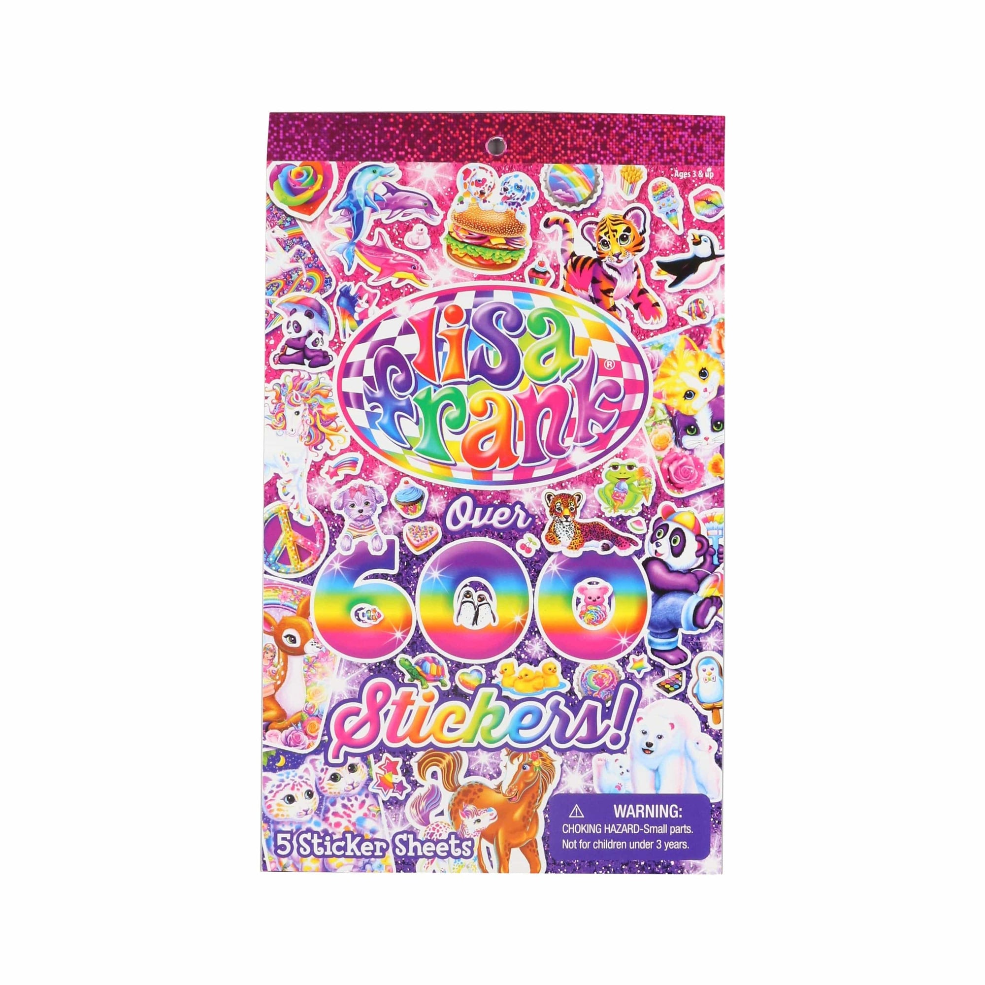 The Lisa Frank 600+ Sticker Pad features over 600 vibrant, rainbow stickers of animals and desserts across 5 sheets—perfect for party favours or stocking stuffers.