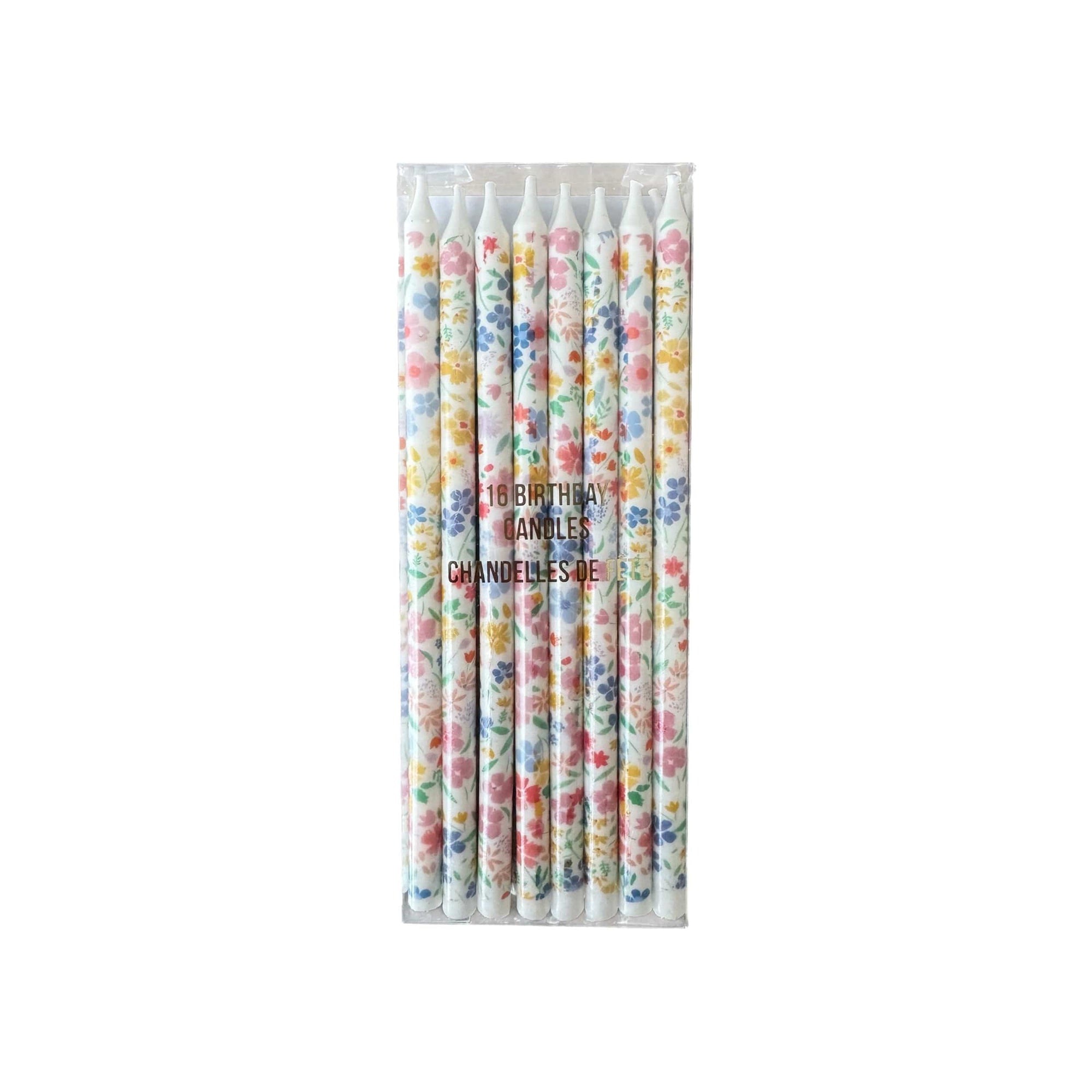 Meri Meri floral garden party candles - 16 pack spring birthday tea party candles with flower design