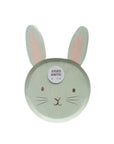 Pastel coloured paper plate with bunny ears and face design