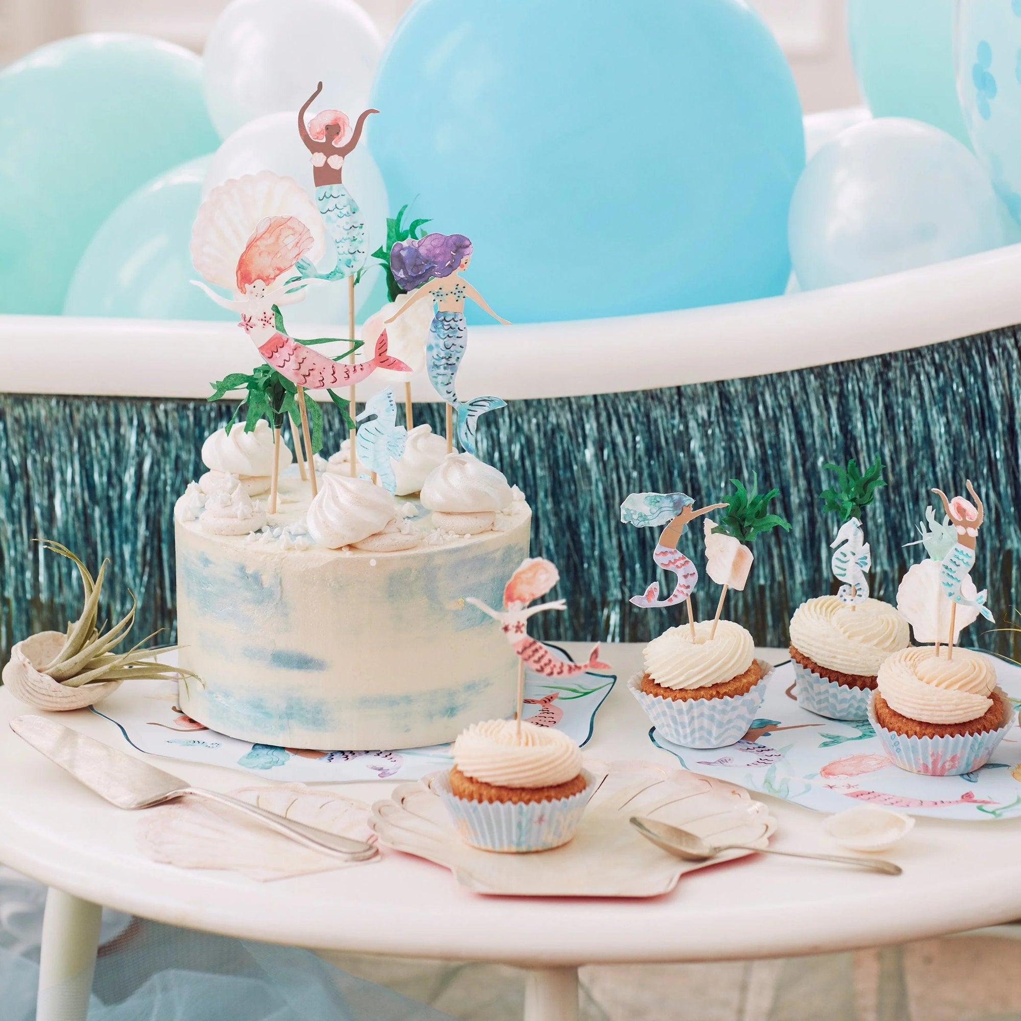 Adornos para tarta de sirena