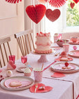 Servilletas de corazón de encaje rosa y rojo