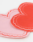 Servilletas de corazón de encaje rosa y rojo