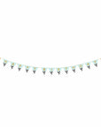 Happy Birthday banner with checkered flags and gold trophy symbols on a white background