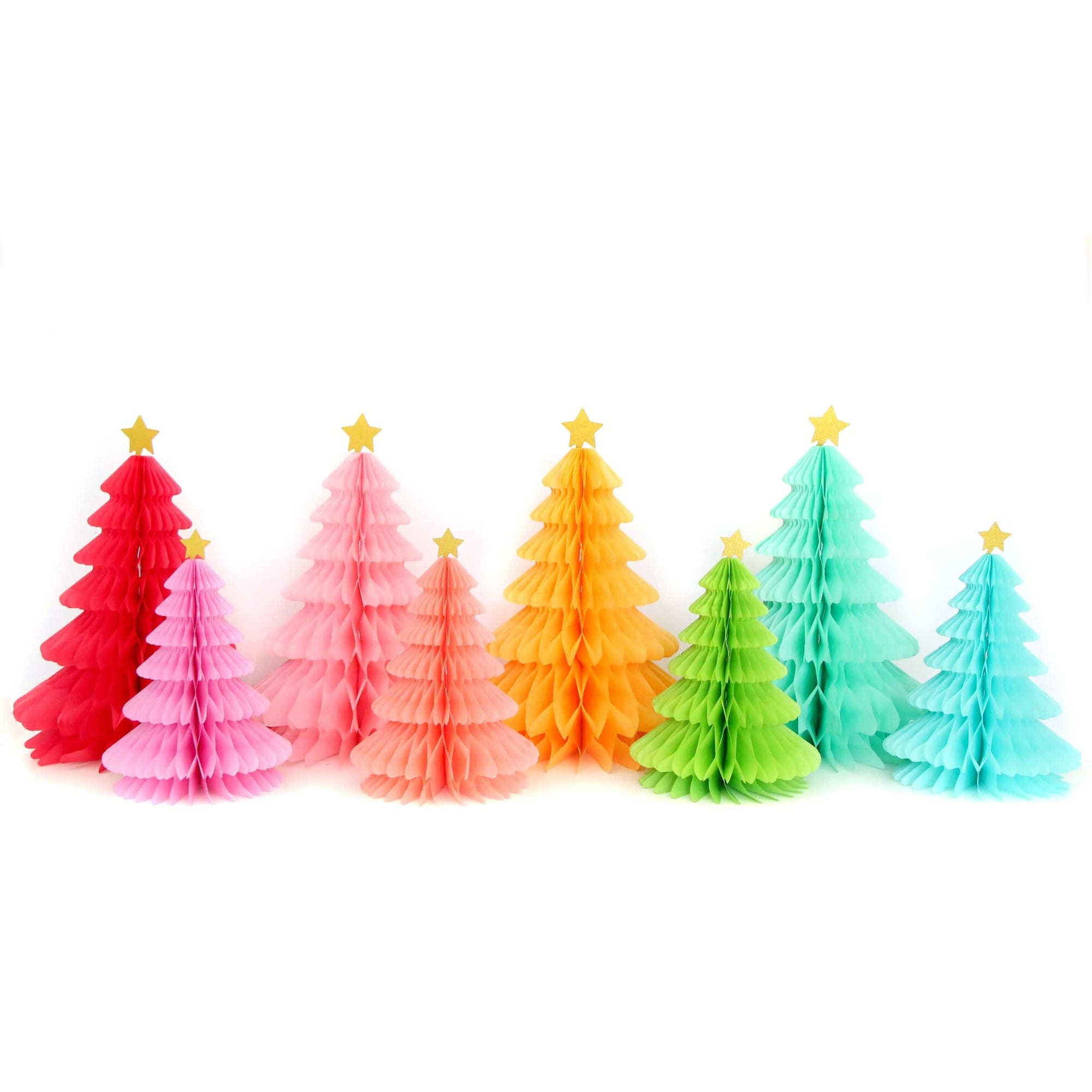 Arbres de Noël en nid d'abeille arc-en-ciel