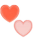 Servilletas de corazón de encaje rosa y rojo
