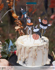 Tazas retro de bruja, gato negro, Jack O'Lantern y esqueleto