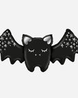 Grabo black bat foil balloon with silver star pattern wings, Halloween party balloon decoration, cute sleeping bat mylar balloon for spooky themed parties and Halloween celebrations