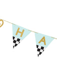 Decorative banner with 'HAPPY BIRTHDAY' text on a white background