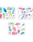 The Unicorn Magic Magnetic Play Tin includes three sticker sets featuring unicorn body parts, wings, tails, horns, and accessories in pastel hues. Decorated with stars and butterflies, its a travel-friendly favorite of Oppenheim Awards judges.