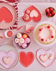 Servilletas de corazón de encaje rosa y rojo