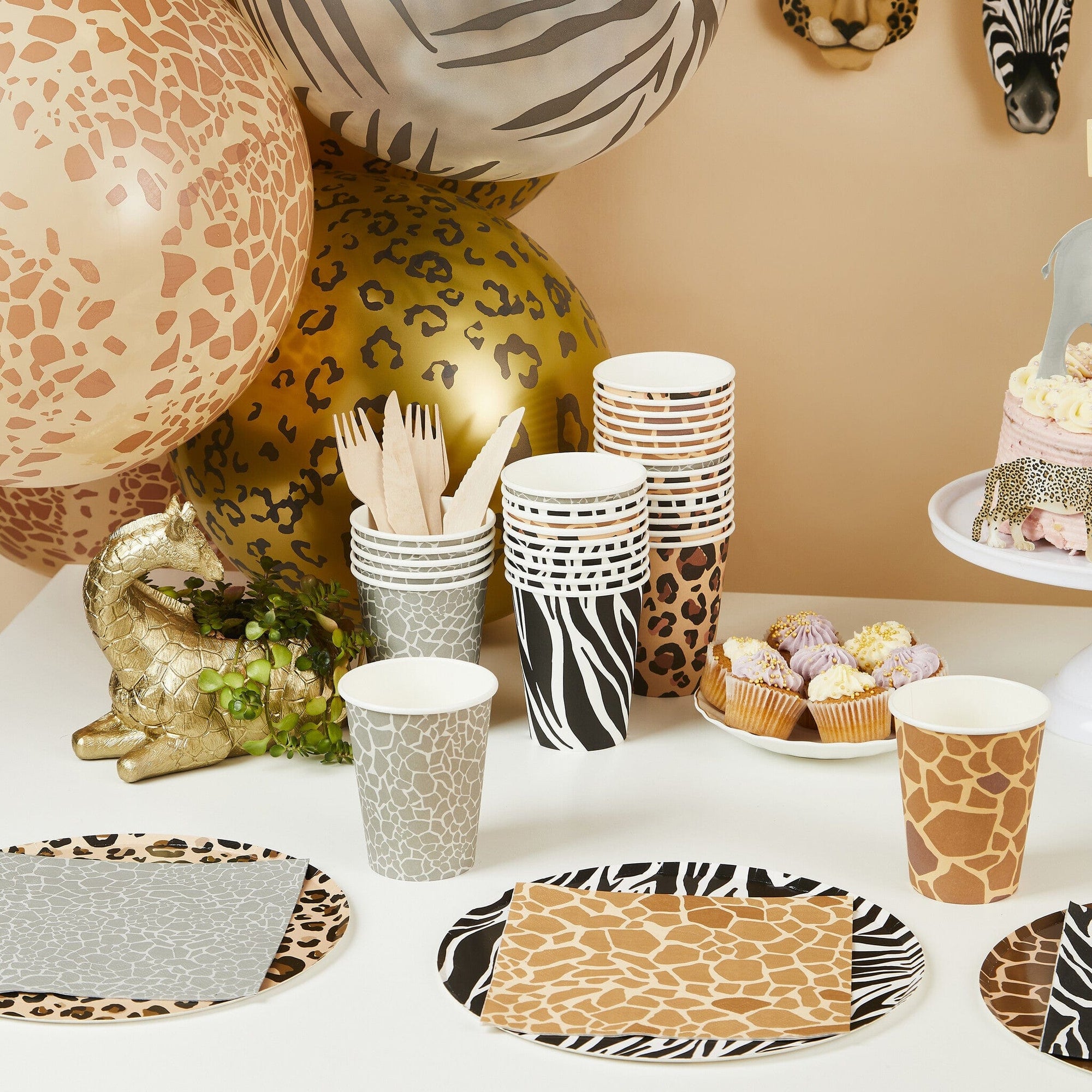 Assiettes circulaires à imprimé animal - Grandes