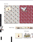 Harry Potter gift wrap stationery set components including foil and non-foil wrapping sheets, Hedwig and Hogwarts castle gift cards, washi tape with magical icons for birthday party decorations