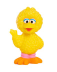 Sesame Street Big Bird mini figurine toy, 2.5 inch yellow feathered bird with pink leg bands, orange feet and beak, one wing raised
