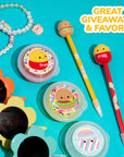 Squishmallows Floyd and Carl squishy pens with party favour accessories; great kids' birthday giveaway, Easter basket, or goody bag idea