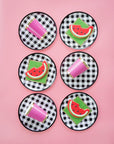 Black Gingham Plates - Large