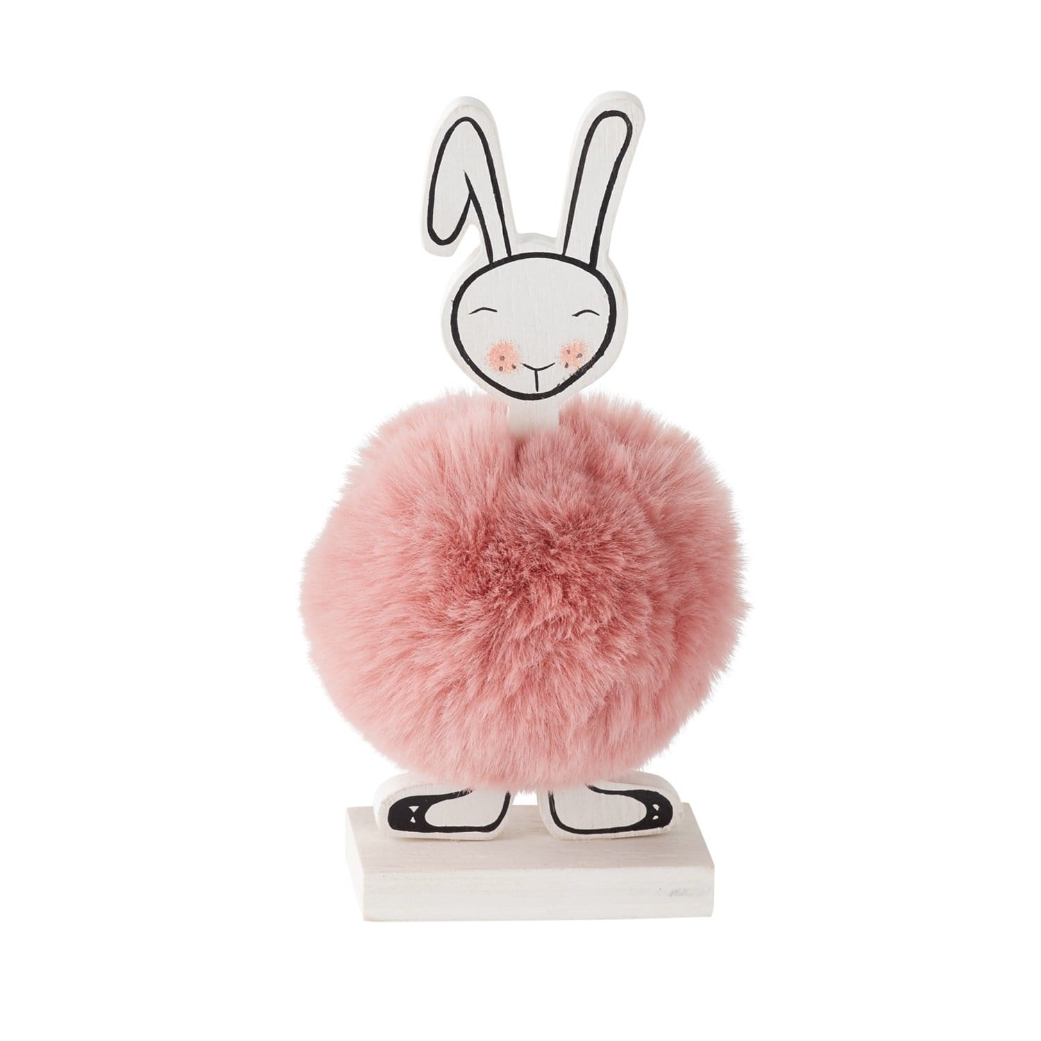 Figurine de lapin rose à pompons - Face avant