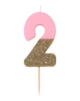 Bougie Chiffre Pailletée Rose et Or