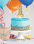 Gold Mini Balloon Number Cake Topper - 0