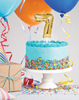 Adorno para tarta con número de mini globo dorado - 7