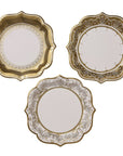 Assiettes en porcelaine de fête dorées