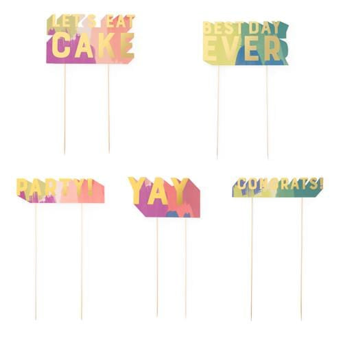 Rainbow Cake Toppers Best Day Ever Let's Eat Cake