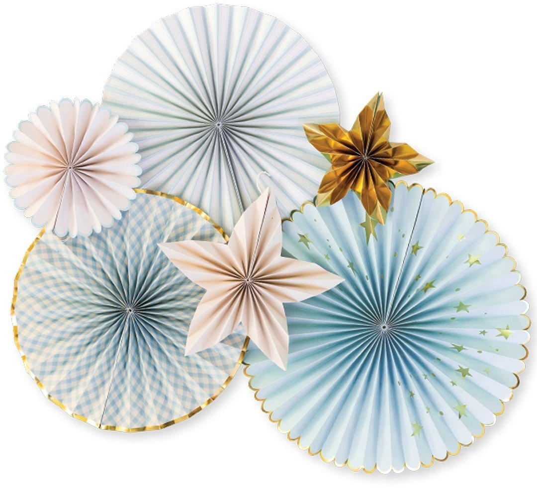 Baby Blue Stars Fan Set