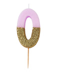 Bougie Chiffre Pailletée Rose et Or