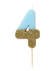 Vela con número de purpurina azul y dorada - 4