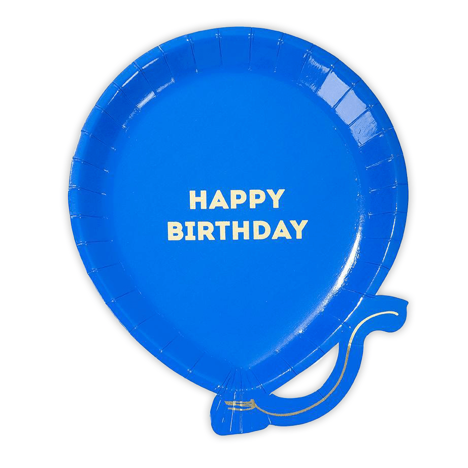 Platos de cumpleaños con globos de mezcla de arcoíris
