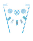 Blue First Birthday Bunting Cake Topper
