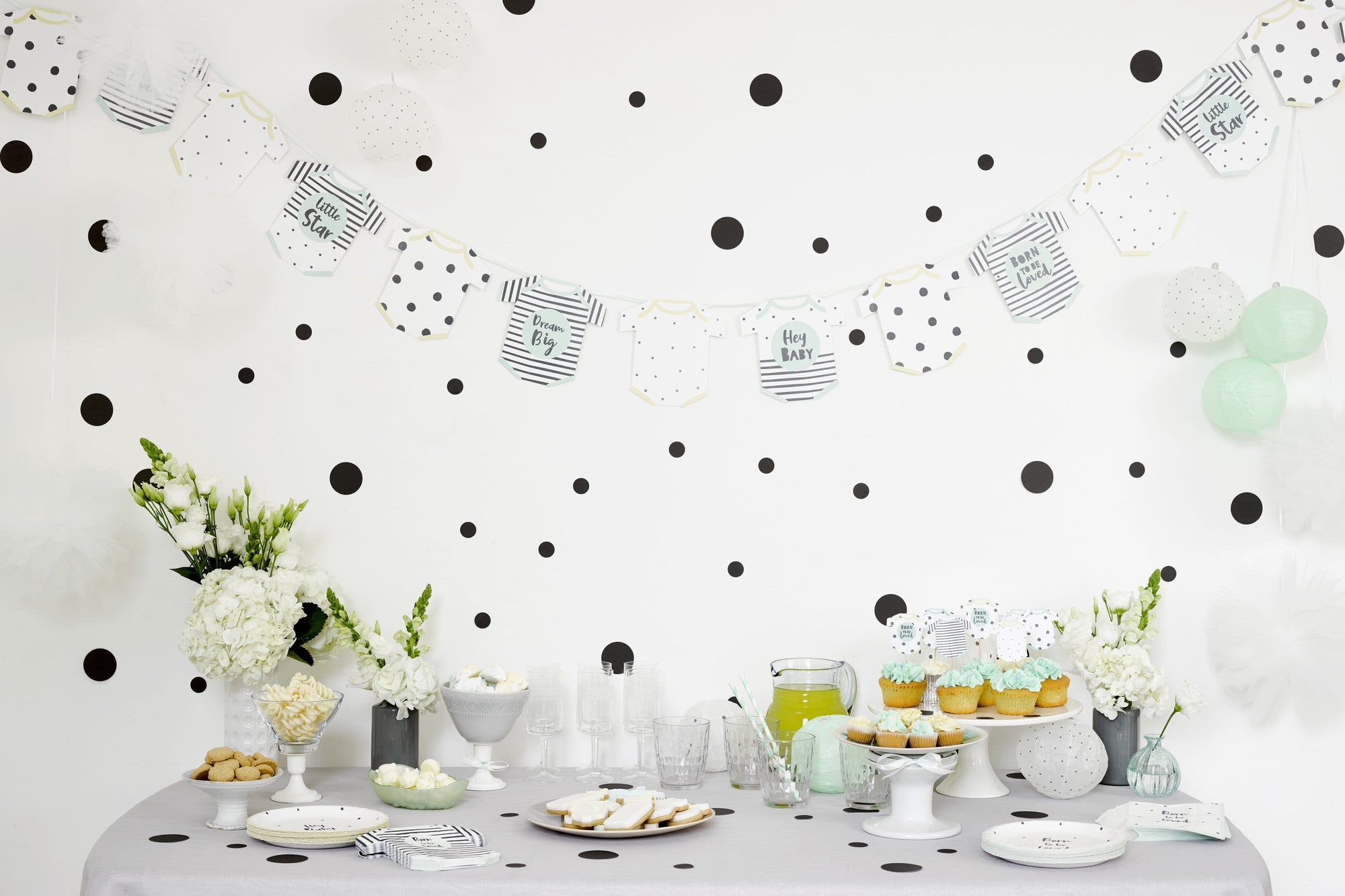 Toppers de cupcakes pour bébé Onesie jaune et menthe